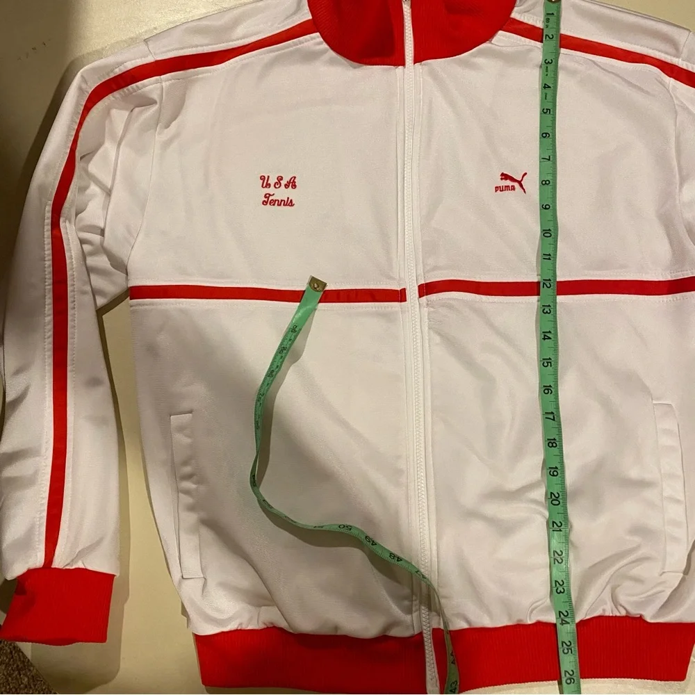 Puma USA Tennis Jacket Men’s XL White Zip Embroidered